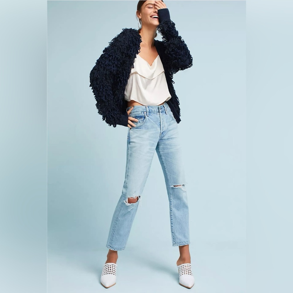 Anthropologie Navy Textured Cardigan